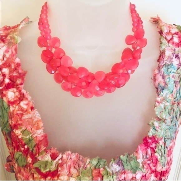 Genuine Real PiNK JADE Necklace 50+ Teardrops & Sterling EARRINGS Chic Luxury - Picture 7 of 9